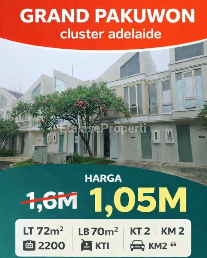 Foto properti Dijual Rumah 2 Lantai Murah Turun Harga Di Grand Pakuwon Adelaide 1