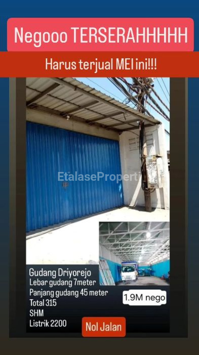 Foto properti Dijual Gudang Di Driyorejo Gresik Siap Pakai 1