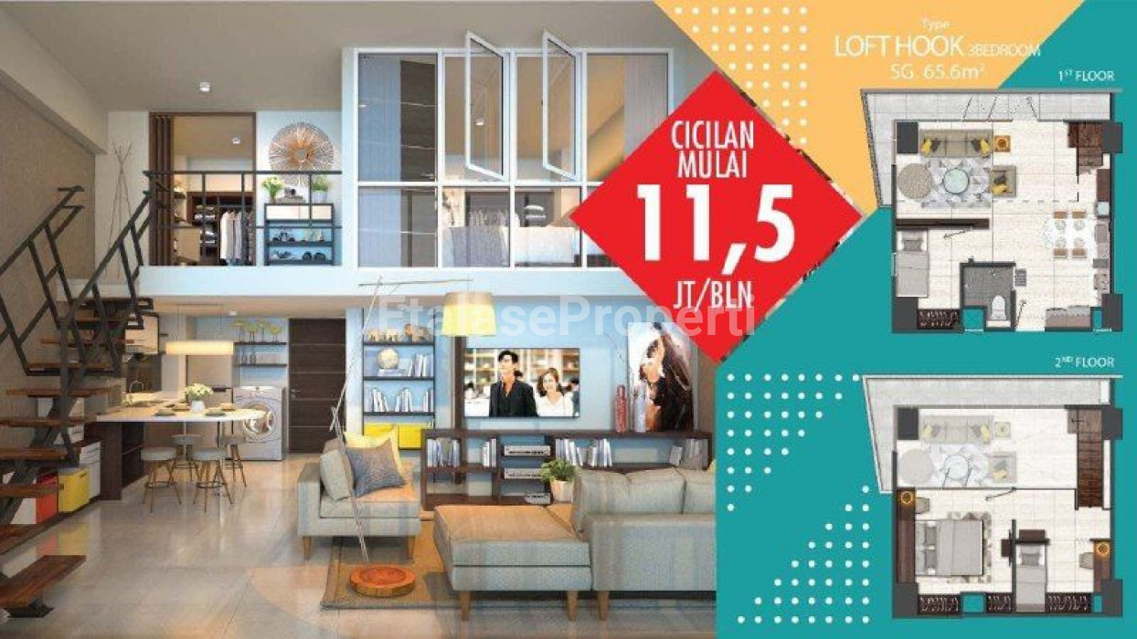 Foto properti Apartemen AMEGA CROWN RESIDENCE Tipe Loft Hook 3BR 1